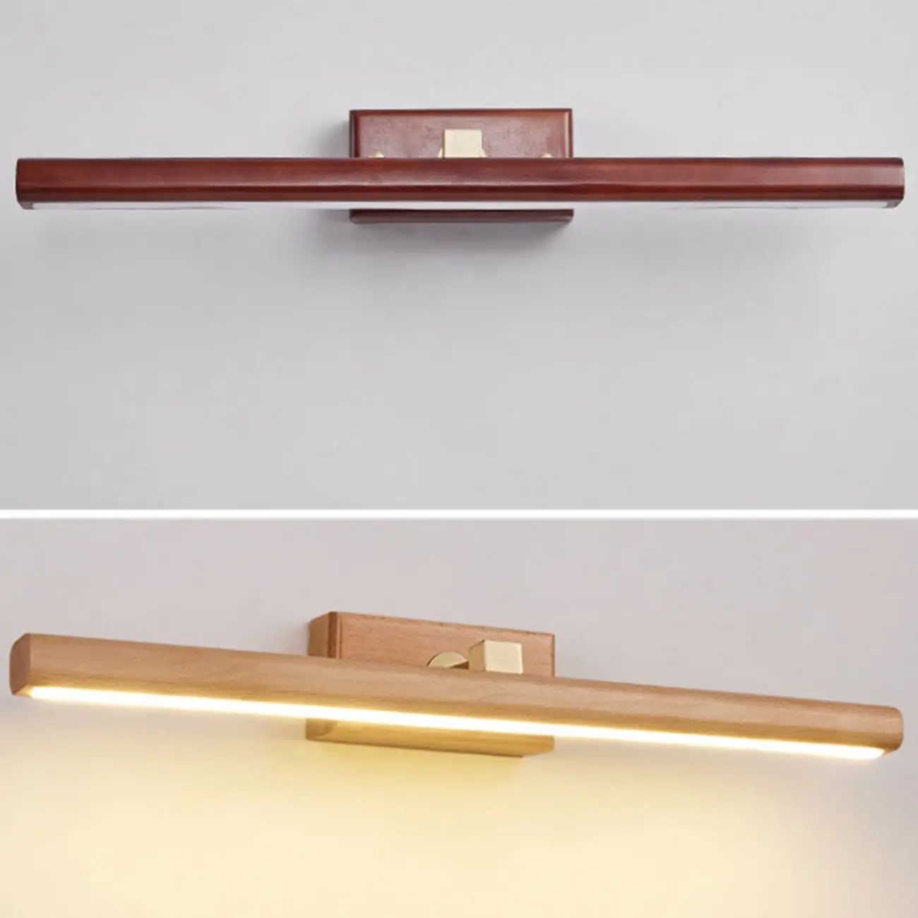 Modern Linear Wooden LED Vanity Light with Wall Mounted Image - 13 | homeyfad