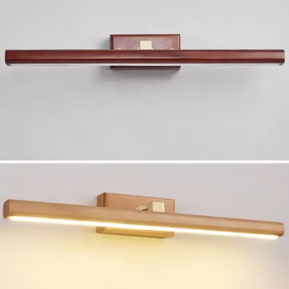 Modern Linear Wooden LED Vanity Light with Wall Mounted Image - 13