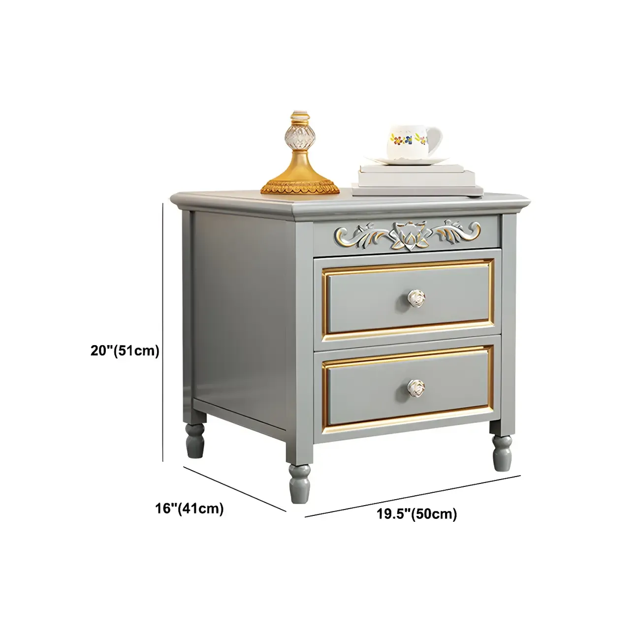 Elegant Grey Wood Nightstand with Storage Drawers Image - 14