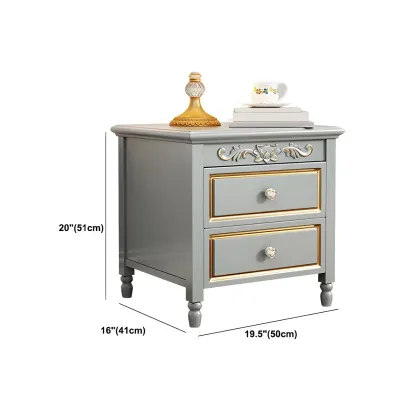 Elegant Grey Wood Nightstand with Storage Drawers Image - 14