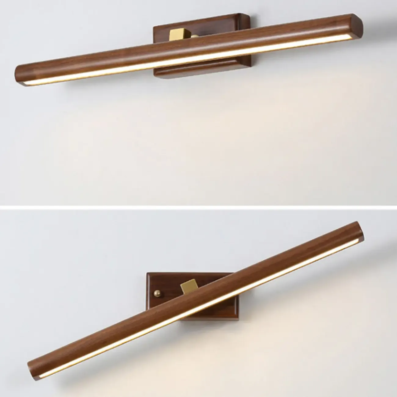 Modern Linear Wooden LED Vanity Light with Wall Mounted Image - 14