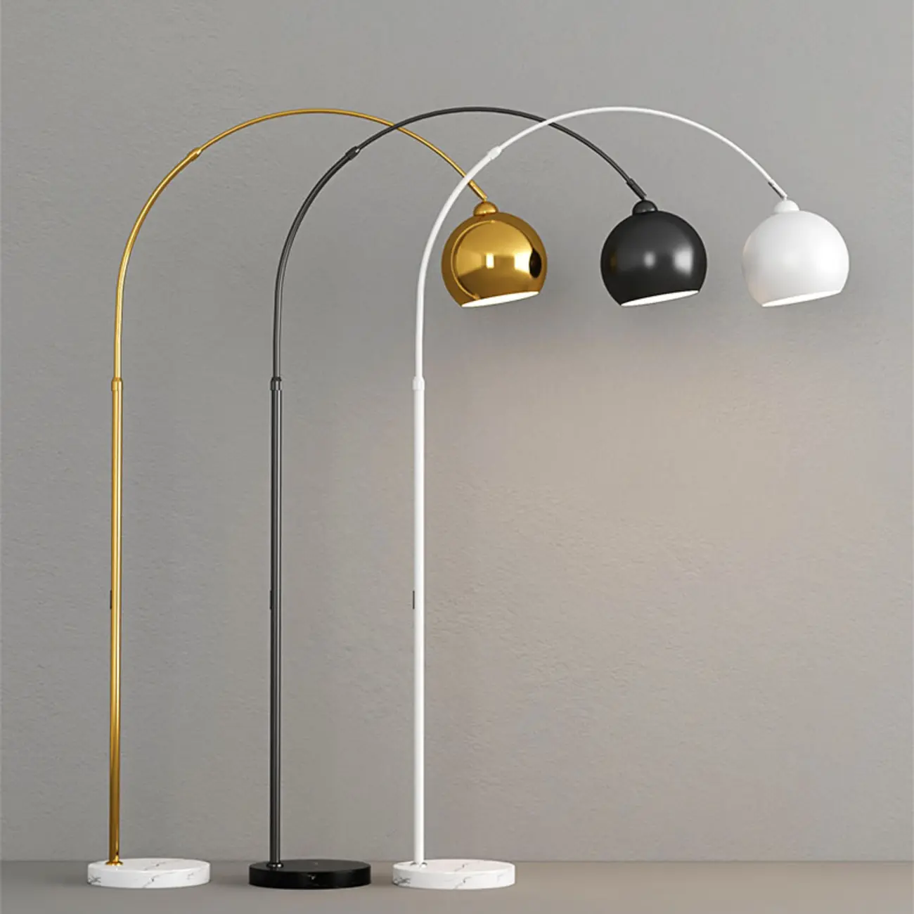 Gold Arc Floor Lamp with Marble Base and Adjustable Arm Image - 4 | homeyfad