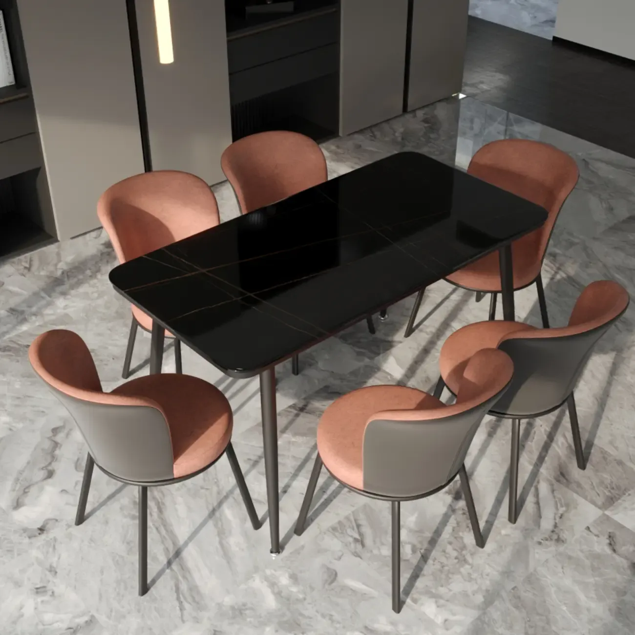 Contemporary Pink Cotton Upholstered Dining Chair Image - 30