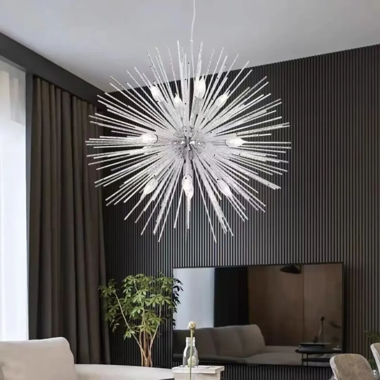Modern Starburst Aluminum Chandelier for Dining Room Decor Image - 1