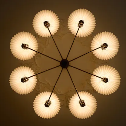 Modern Adjustable Pleated Fabric Chandelier for Living Room Image - 14