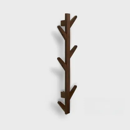 Modern Bamboo Wall-Mounted Coat Rack Image - 7
