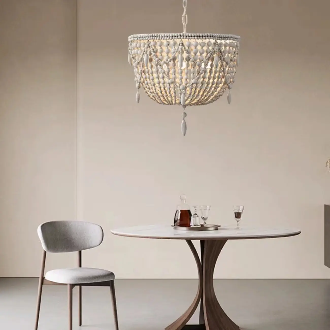 Elegant White Beaded Chandelier for Modern Dining Room Image - 1 | homeyfad