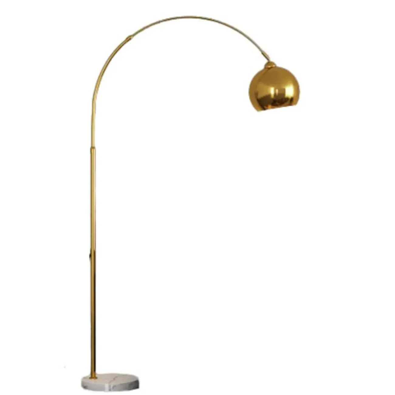 Gold Arc Floor Lamp with Marble Base and Adjustable Arm Image - 5