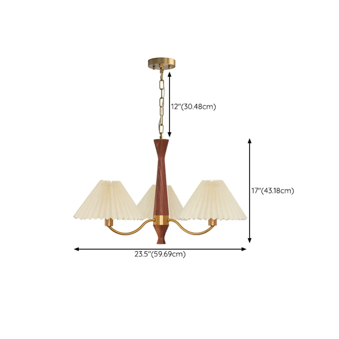 Modern Adjustable Pleated Fabric Chandelier for Living Room #size