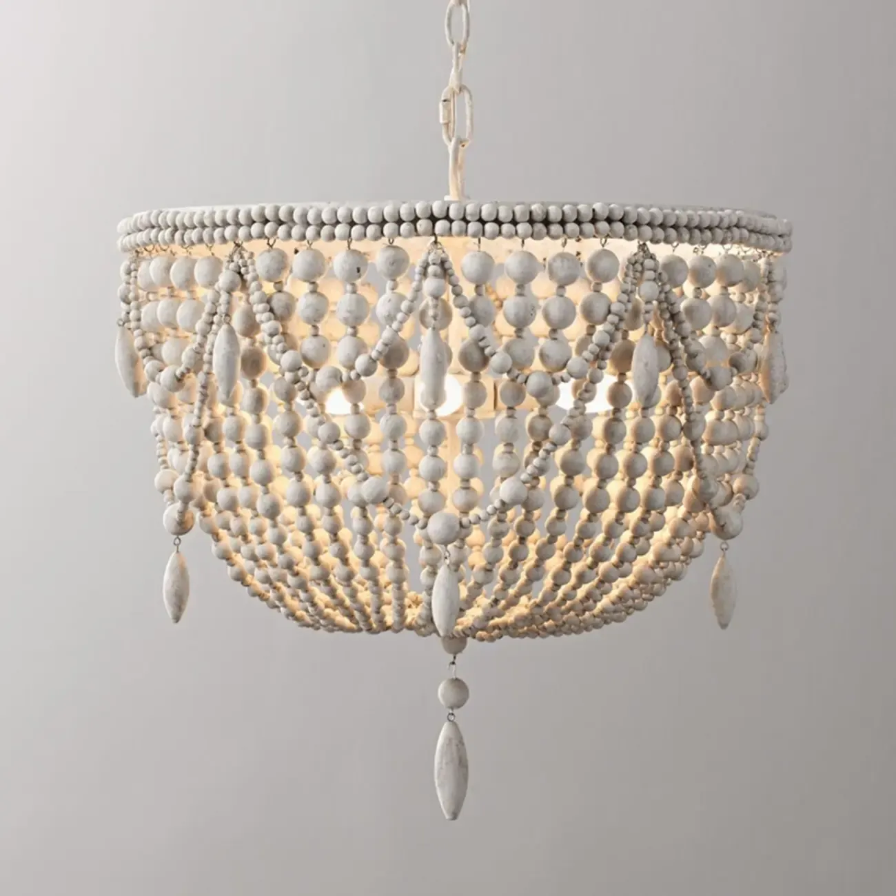 Elegant White Beaded Chandelier for Modern Dining Room Image - 2