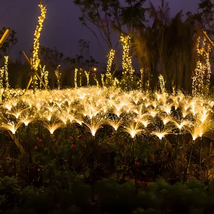 LED Solar yellow Pathway Lights with Courtyard Fiber Optic Decor Image - 1