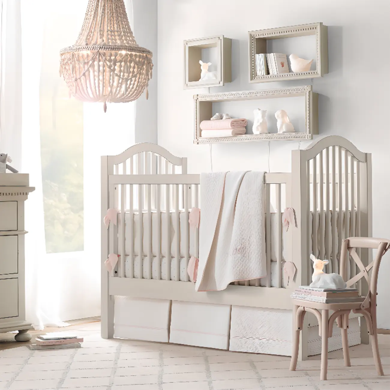 Elegant White Beaded Chandelier for Modern Dining Room Image - 3 | homeyfad