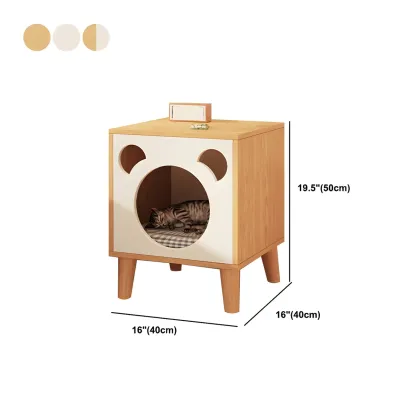 Modern Natural Wood Pet-Friendly Bedside Table with Bear Pattern #size