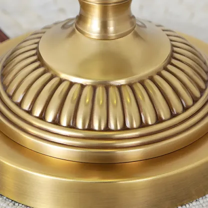 Retro Green Metal Floor Lamp with Brass and Marble Base for Living Room Image - 4