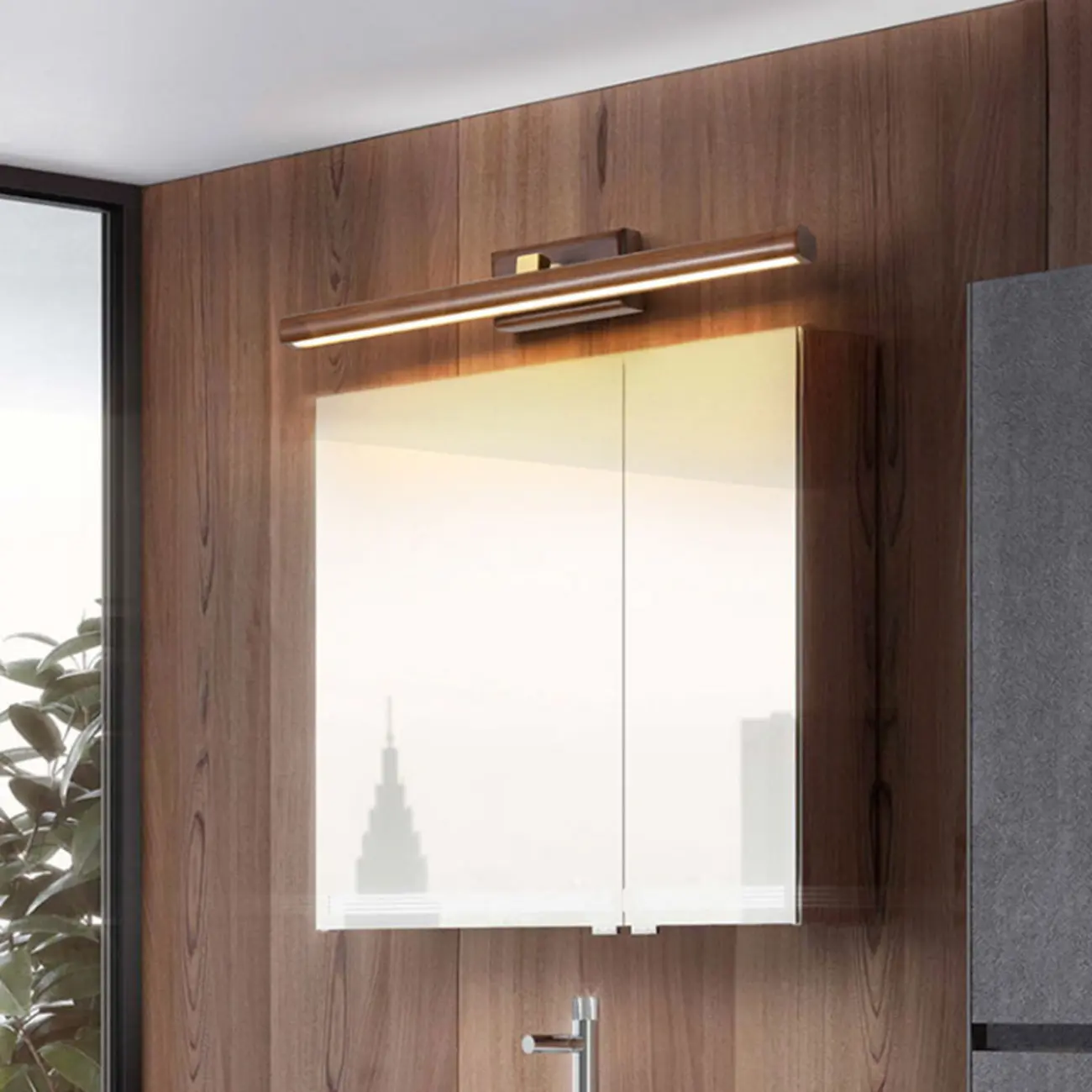 Modern Linear Wooden LED Vanity Light with Wall Mounted Image - 19 | homeyfad