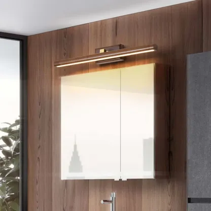 Modern Linear Wooden LED Vanity Light with Wall Mounted Image - 19