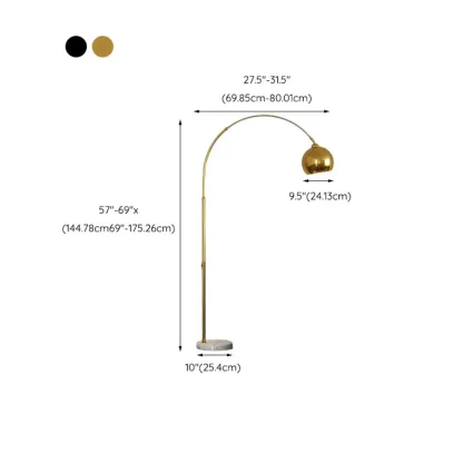 Gold Arc Floor Lamp with Marble Base and Adjustable Arm #size