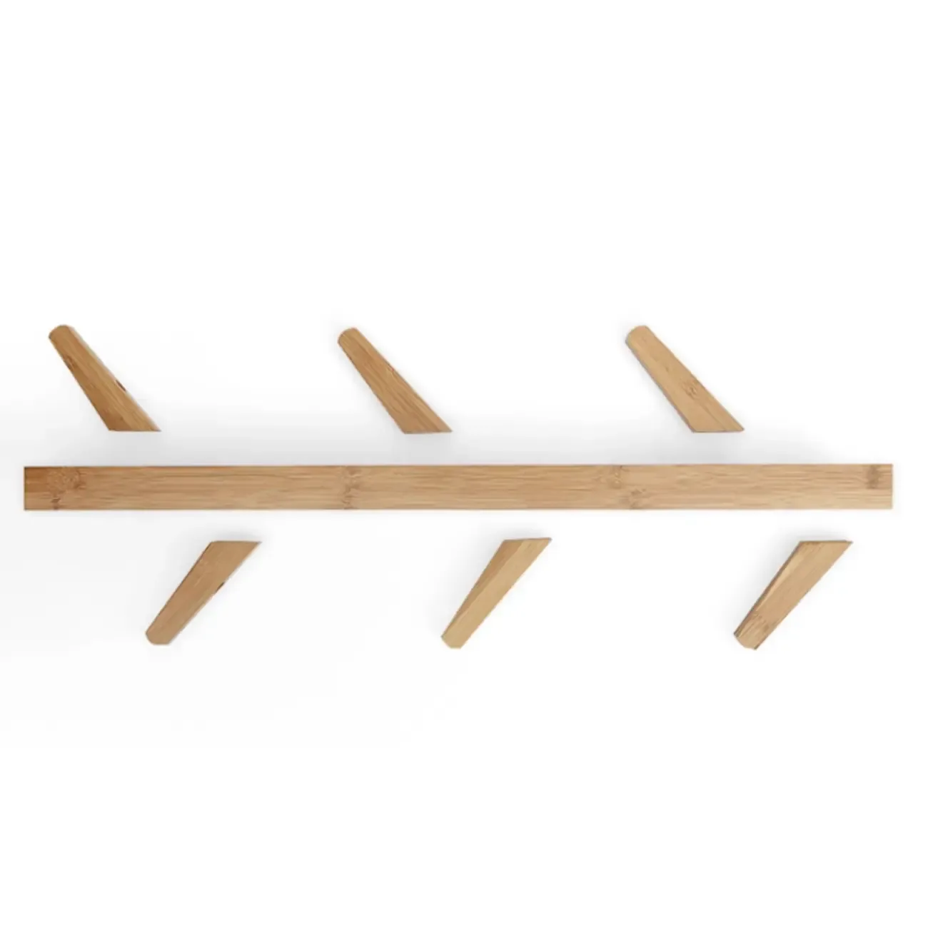 Modern Bamboo Wall-Mounted Coat Rack Image - 11