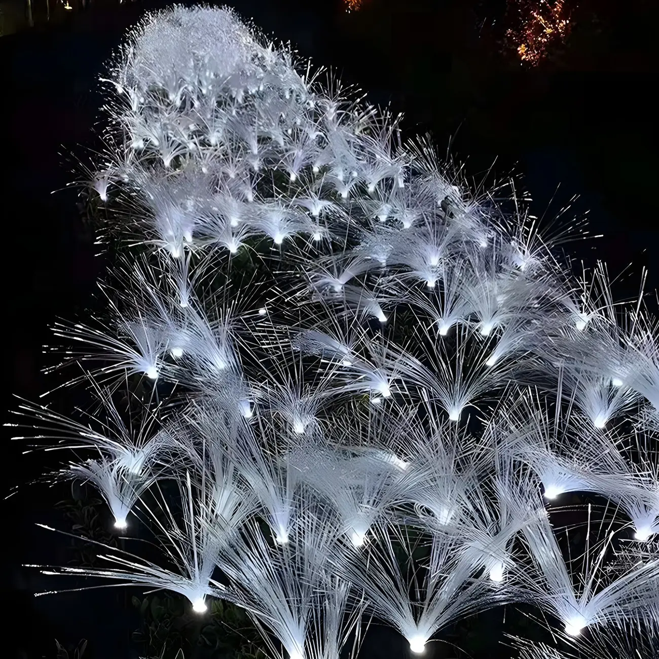 LED Solar yellow Pathway Lights with Courtyard Fiber Optic Decor Image - 4 | homeyfad