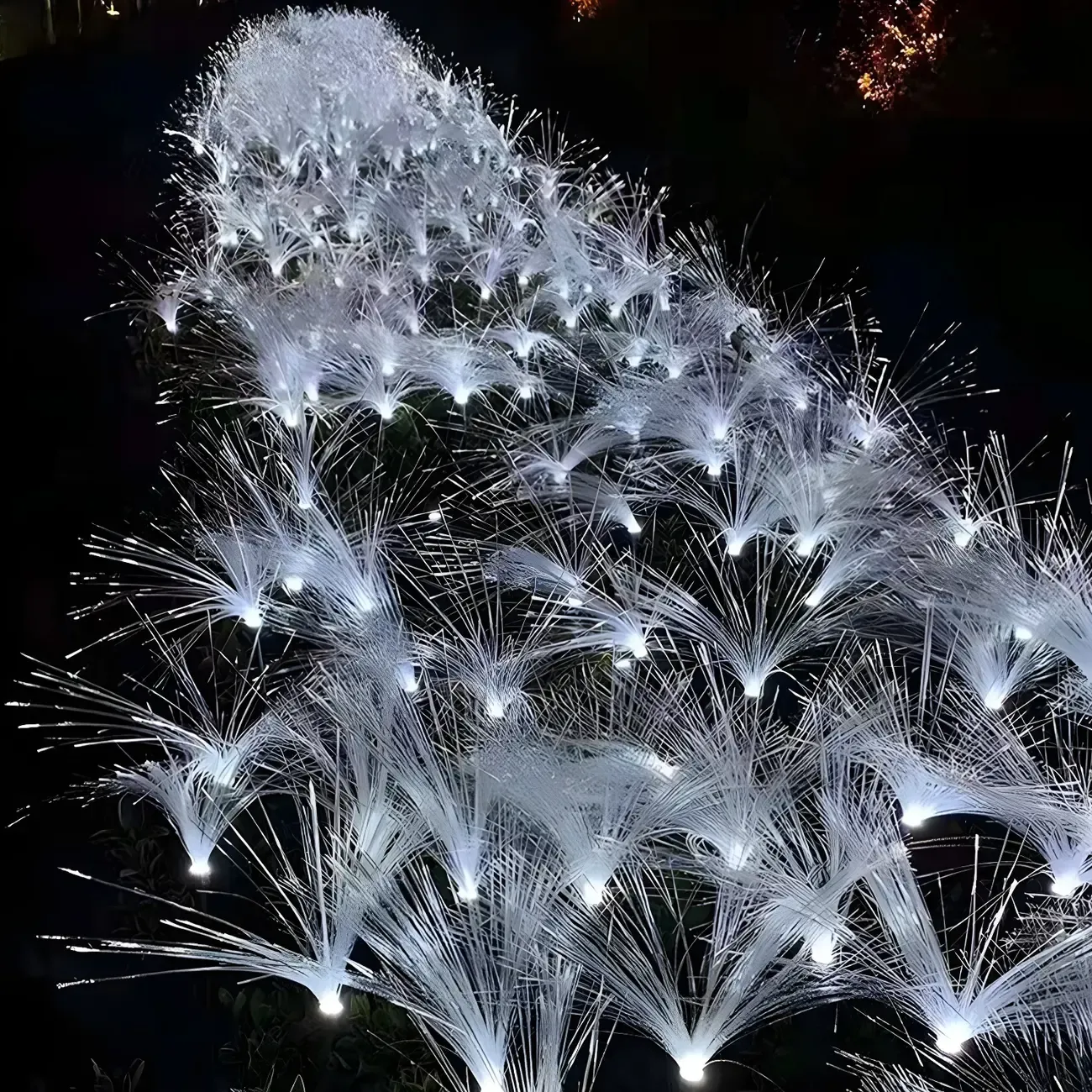 LED Solar yellow Pathway Lights with Courtyard Fiber Optic Decor Image - 4