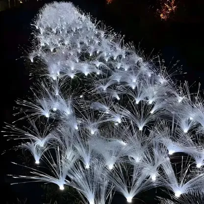 LED Solar yellow Pathway Lights with Courtyard Fiber Optic Decor Image - 4