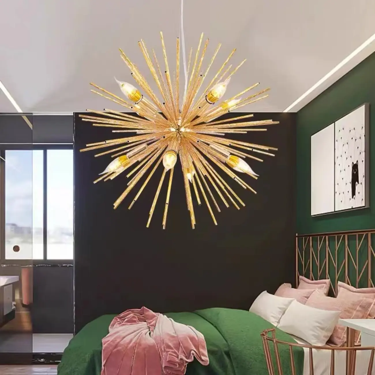Modern Starburst Aluminum Chandelier for Dining Room Decor Image - 6 | homeyfad
