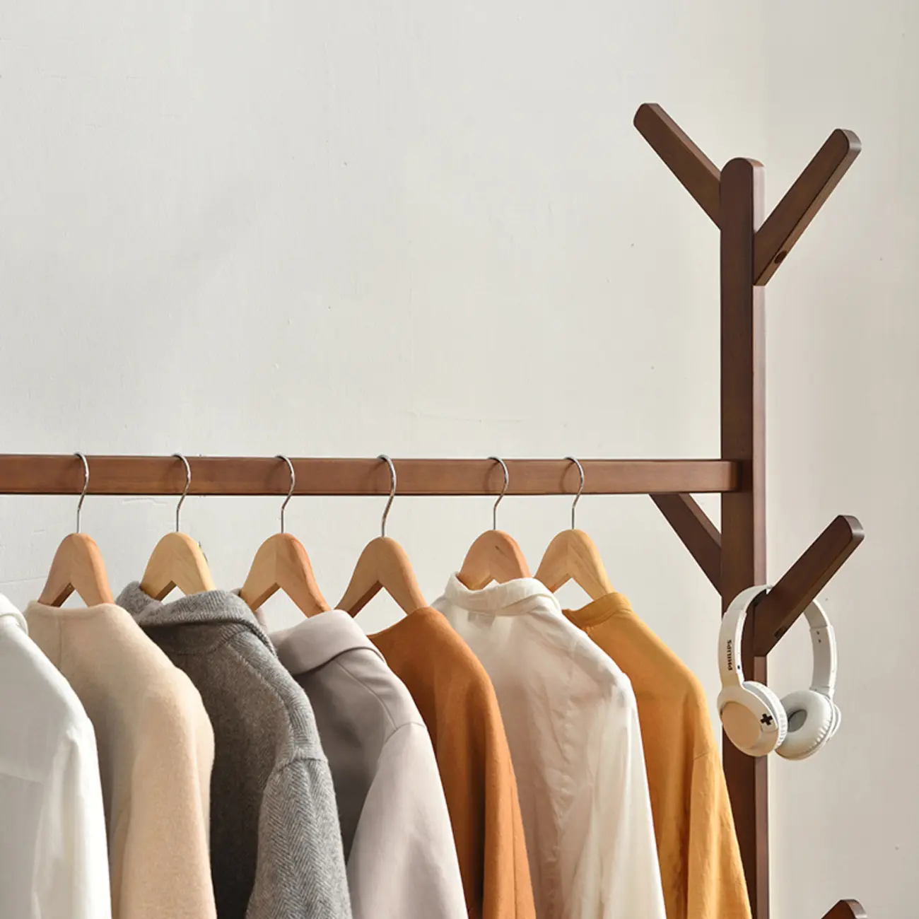 Scandinavian Pine Wood Coat Rack with Storage Image - 6 | homeyfad