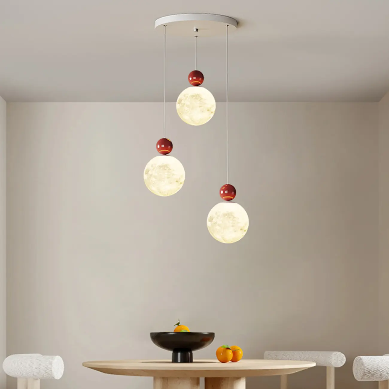 Designer Moon Round Cluster Pendant Light with Beaded Detail for Home Decor Image - 1 | homeyfad