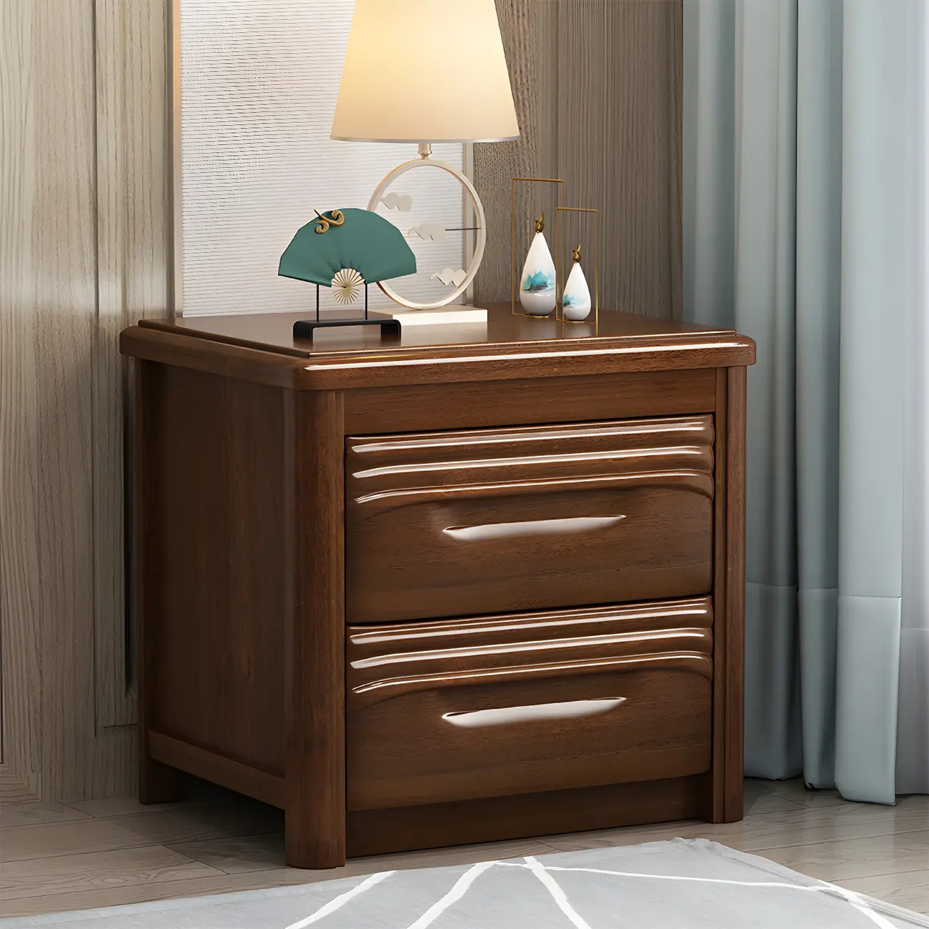 Modern White Wooden Nightstand with Storage Drawers Image - 3 | homeyfad