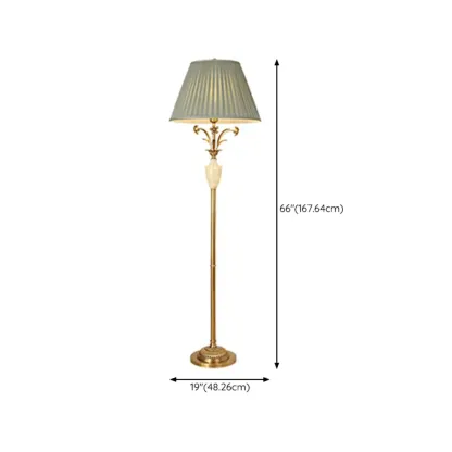 Retro Green Metal Floor Lamp with Brass and Marble Base for Living Room #size