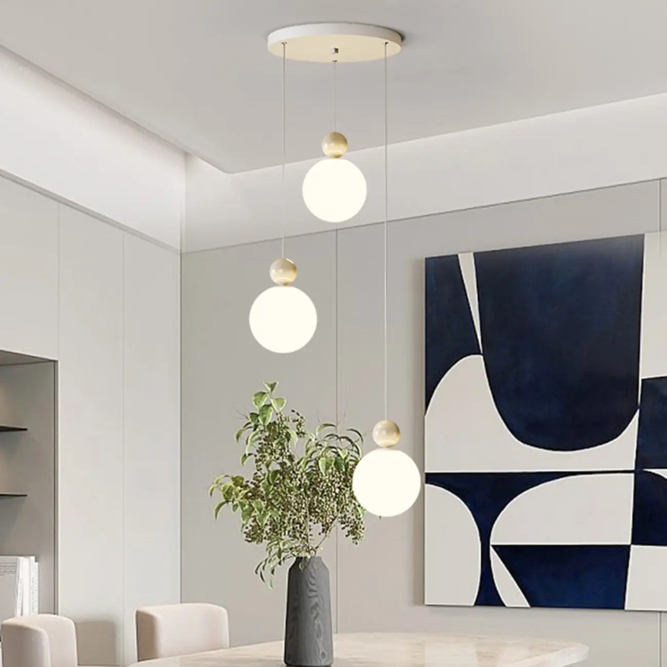 Designer Moon Round Cluster Pendant Light with Beaded Detail for Home Decor Image - 3 | homeyfad