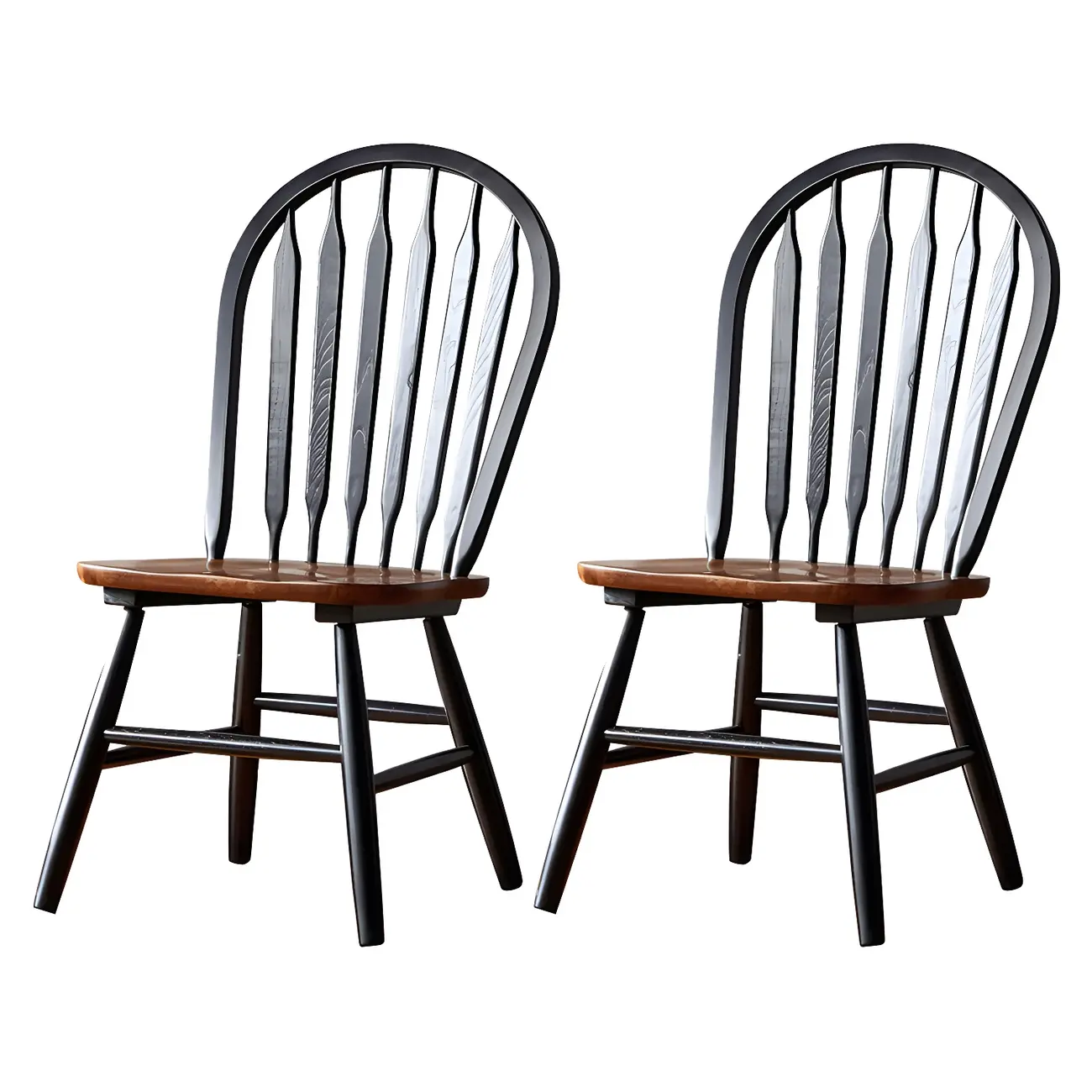 Traditional Windsor Back Solid Wood Dining Chair Set of 2 Image - 2 | homeyfad