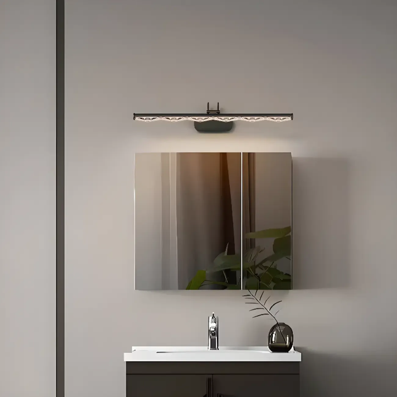 Modern Linear LED Vanity Light Above Bathroom Mirror Image - 16