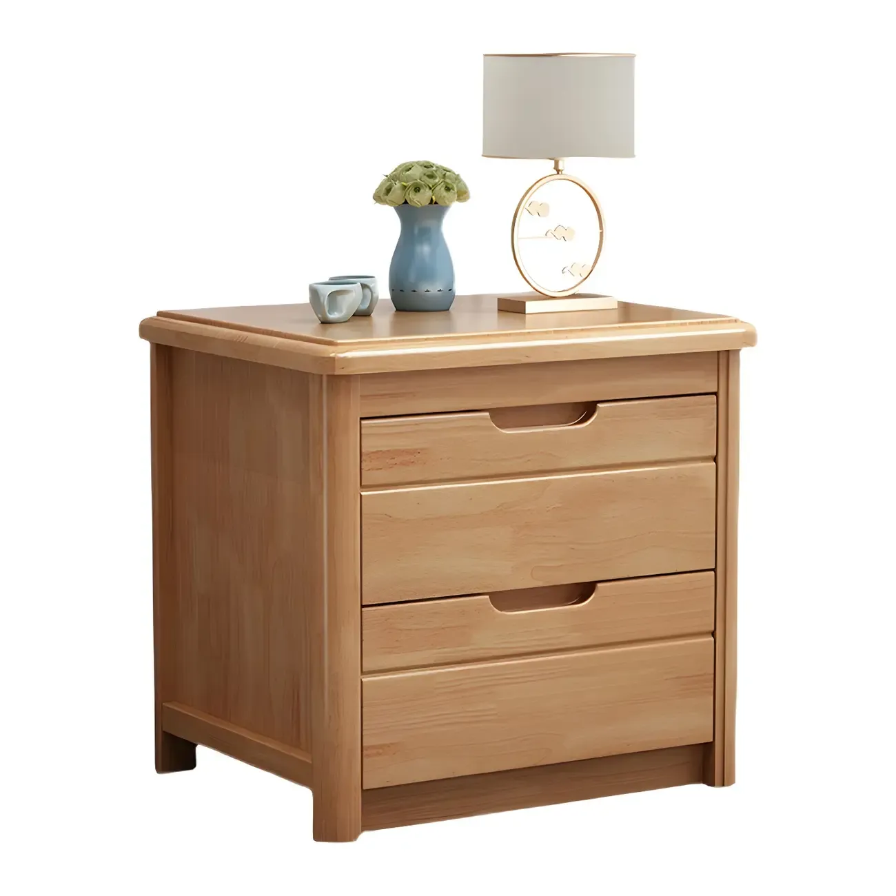 Modern White Wooden Nightstand with Storage Drawers Image - 5
