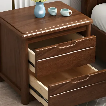 Modern White Wooden Nightstand with Storage Drawers Image - 6