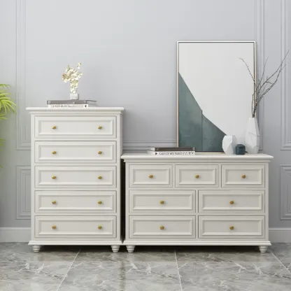 Glam White Wood Dressers & Chests for Bedroom Image - 1
