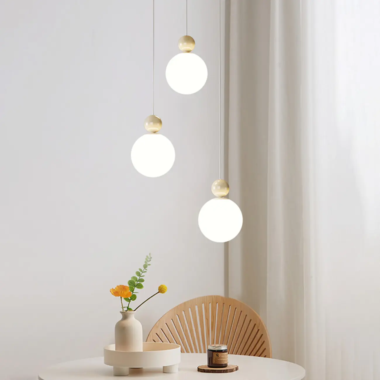 Designer Moon Round Cluster Pendant Light with Beaded Detail for Home Decor Image - 6 | homeyfad