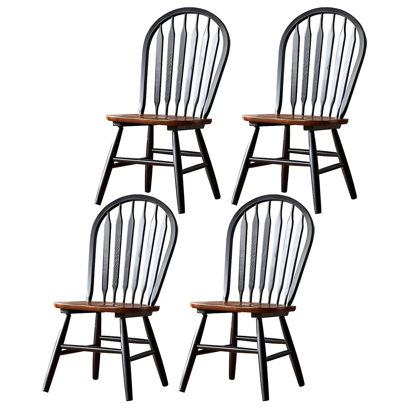 Traditional Windsor Back Solid Wood Dining Chair Set of 2 Image - 4 | homeyfad