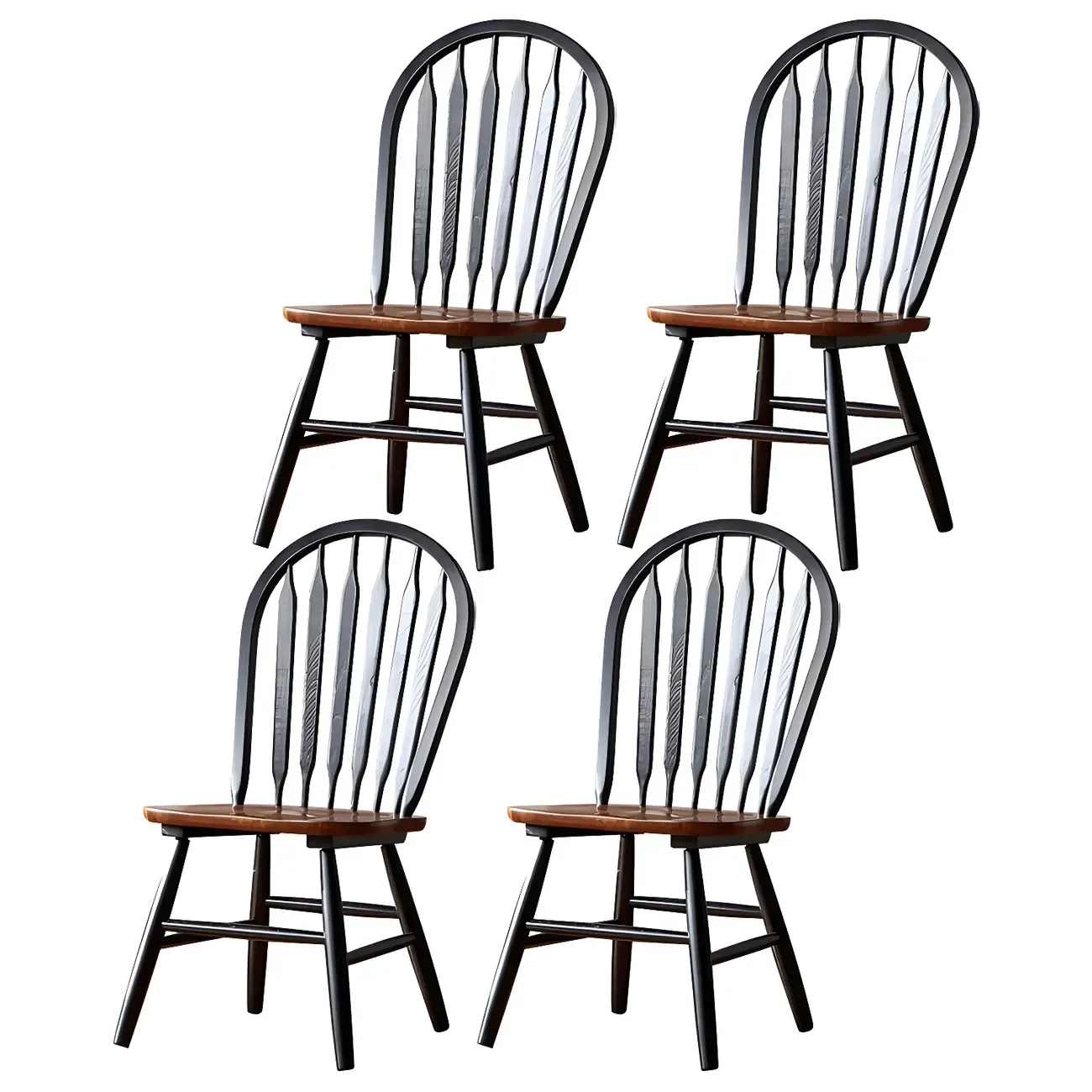 Traditional Windsor Back Solid Wood Dining Chair Set of 2 Image - 4