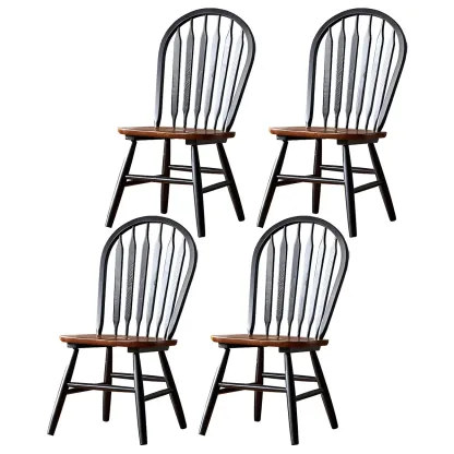 Traditional Windsor Back Solid Wood Dining Chair Set of 2 Image - 4
