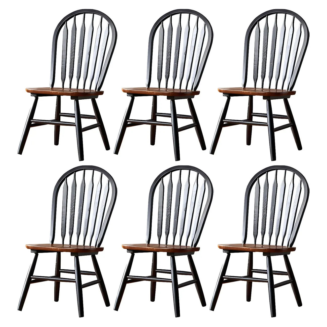 Traditional Windsor Back Solid Wood Dining Chair Set of 2 Image - 5 | homeyfad