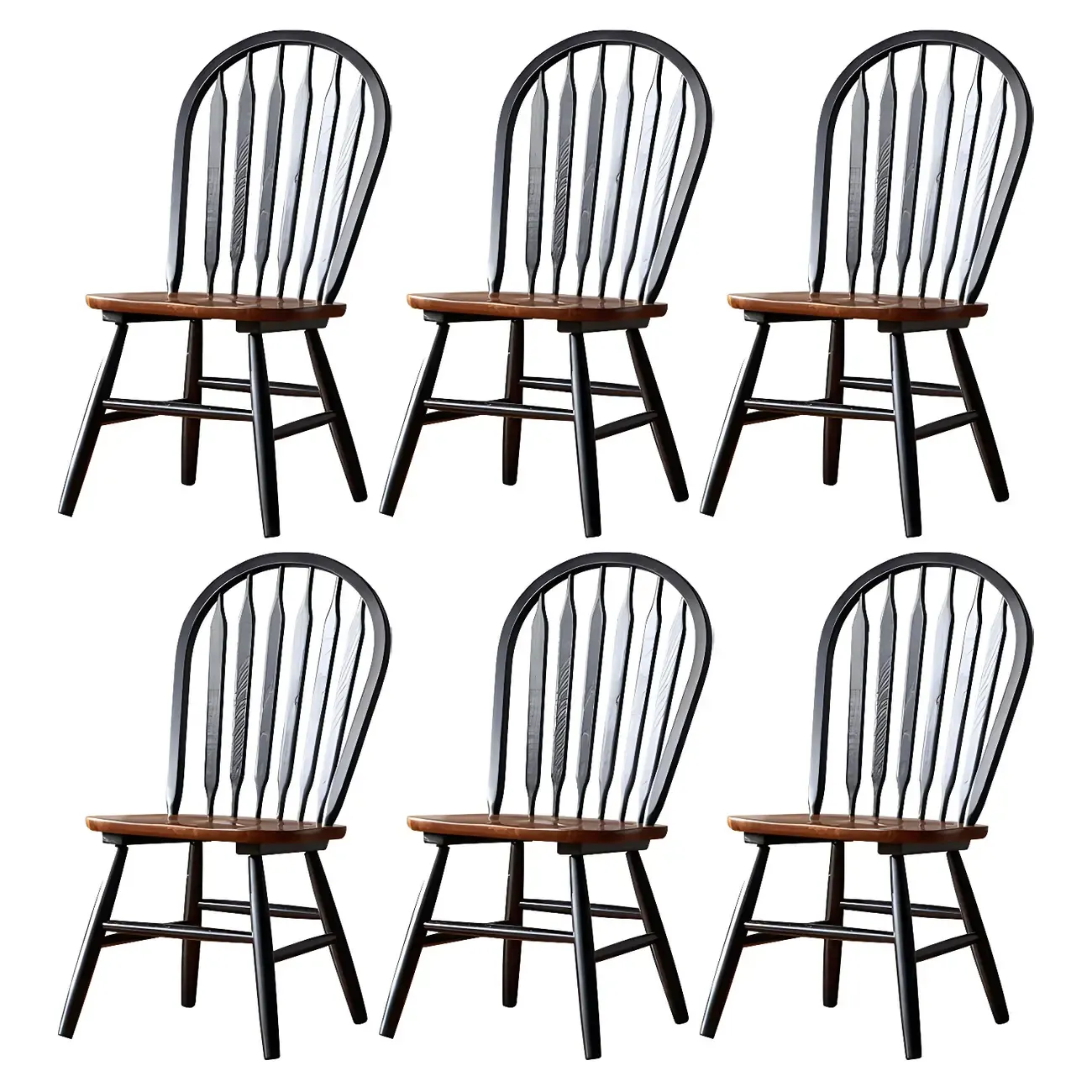 Traditional Windsor Back Solid Wood Dining Chair Set of 2 Image - 5