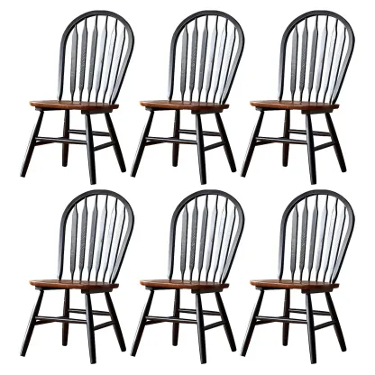 Traditional Windsor Back Solid Wood Dining Chair Set of 2 Image - 5