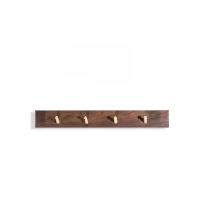 Rustic Wooden Brown Wall-Mounted Coat Rack with Shelves Image - 2