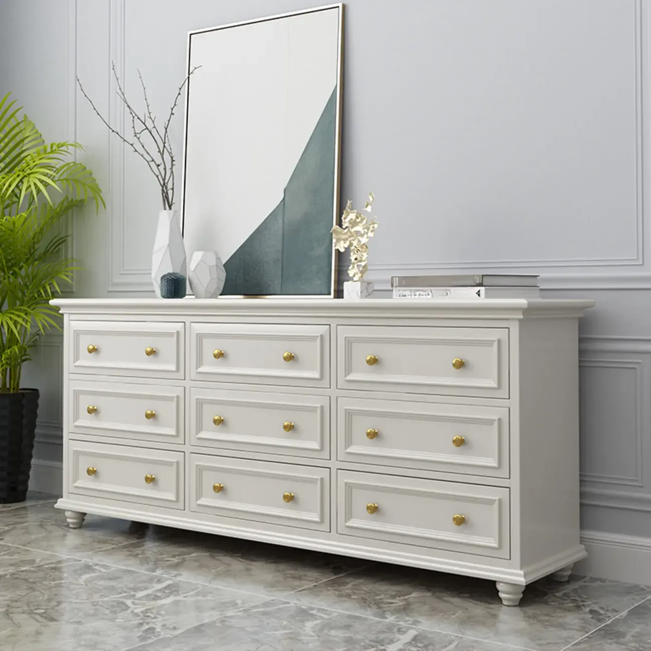 Glam White Wood Dressers & Chests for Bedroom Image - 3
