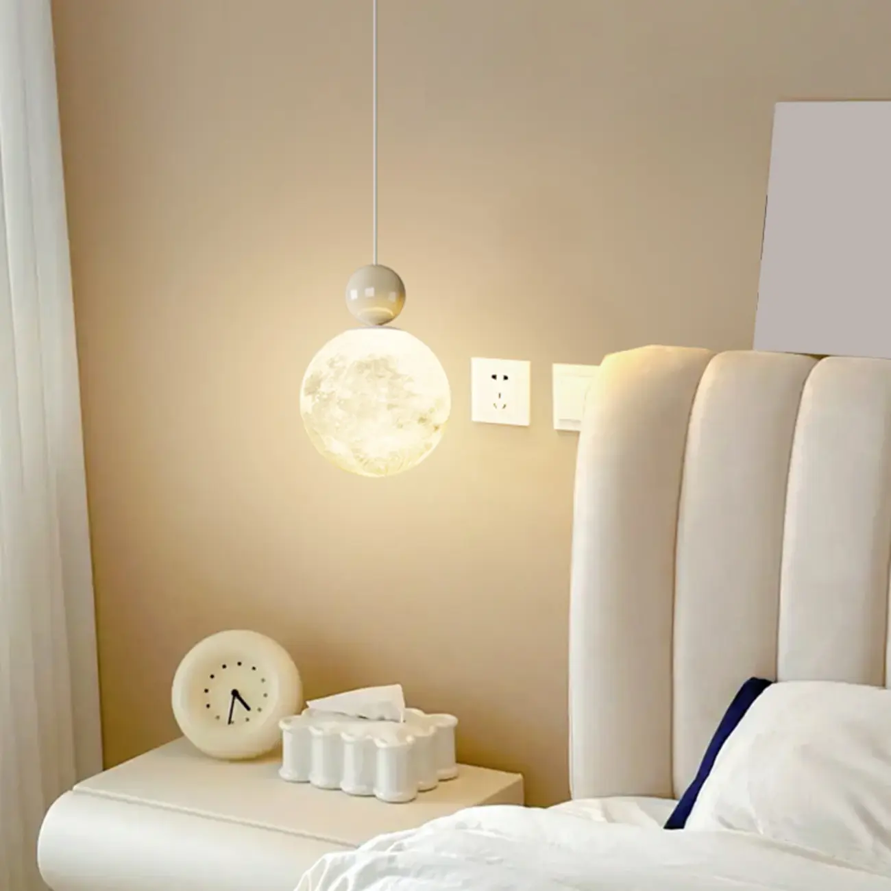 Designer Moon Round Cluster Pendant Light with Beaded Detail for Home Decor Image - 8 | homeyfad