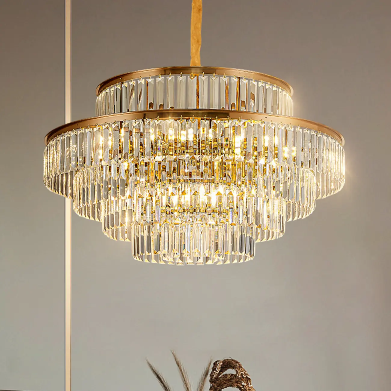 Luxury Crystal Gold Chandelier with Multi-Tiered Design  Image - 1 | homeyfad