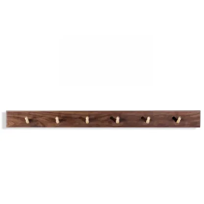 Rustic Wooden Brown Wall-Mounted Coat Rack with Shelves Image - 3