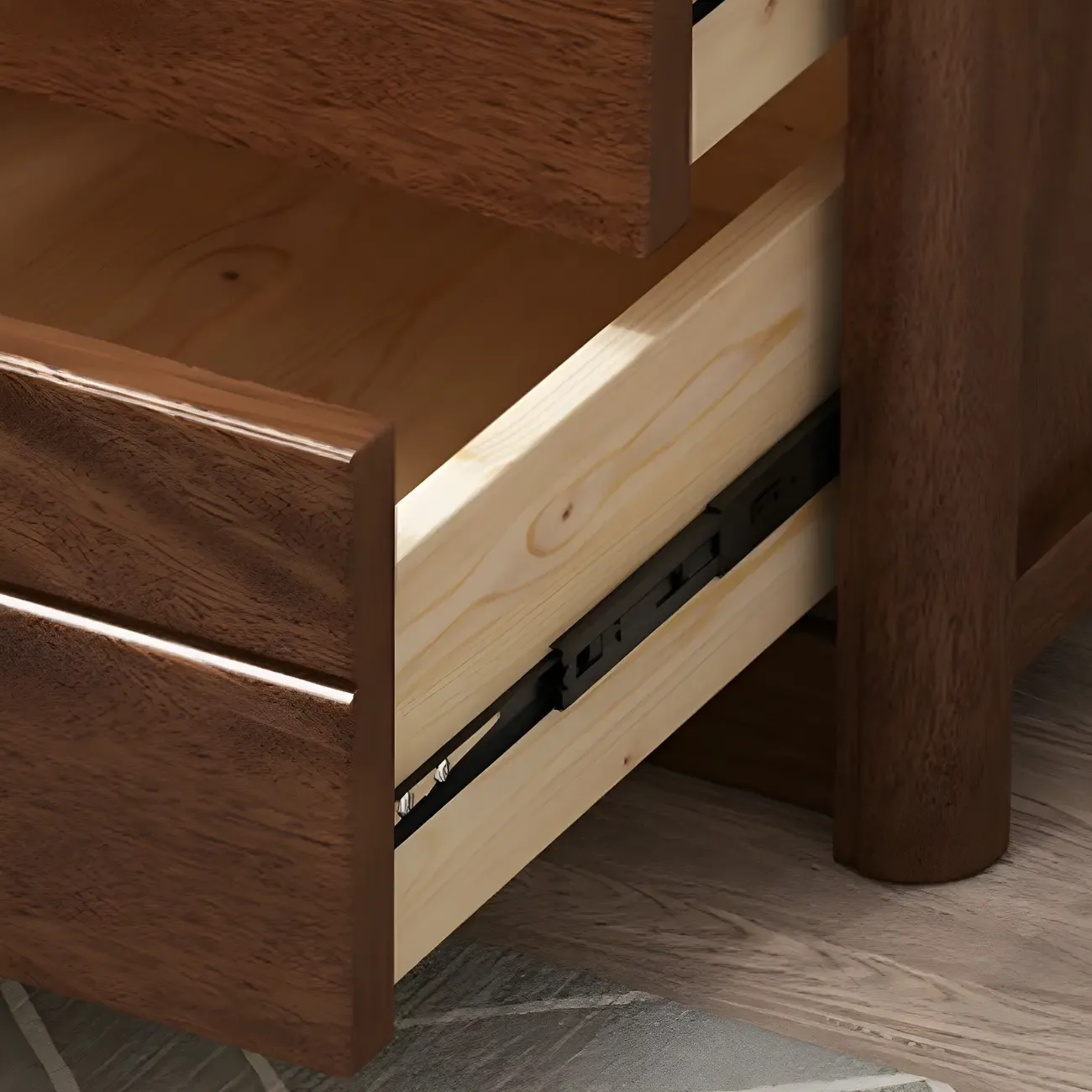 Modern White Wooden Nightstand with Storage Drawers Image - 9