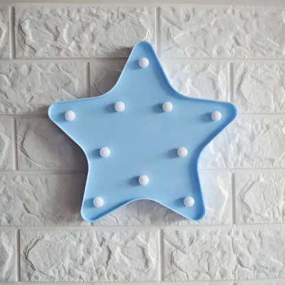 Kids Blue Plastic Star LED Night Light for Bedroom Wall Decor Image - 1